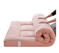 Matelas futon japonais, matelas de sol pliable, matelas enroulable, tapis de tatami, matelas de couchage pliable épais applicable à la chambre/au salon/au tapis de sol/au tapis de tente(Pink,100x200cm