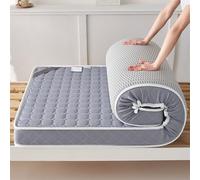Matelas futon japonais pliable et portable - 5 cm d'épaisseur et respirant - Tapis de couchage enroulable pour sol et camping - Gris - 135 x 200 cm - Solution idéale pour lit d'invité