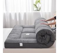 Matelas futon japonais pliable, tatami, matelas de camping portable, facile à ranger, tissu respirant pour canapé, matelas (gris, 180 x 200 cm)