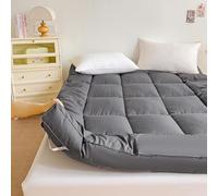 Matelas futon japonais pliable - Tatami - Portable - Pour le camping - Doux - Facile à ranger - Surmatelas futon (gris foncé, 135 x 200 cm)
