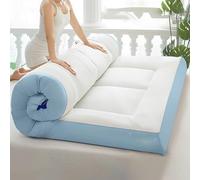 Matelas futon japonais portable - 90 x 200 x 10 cm - Bleu - Idéal pour la maison et le camping - Solution de sommeil pour une vie minimaliste, léger et peu encombrant.