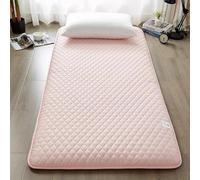 Matelas futon japonais portable - Tatami pliable - Doux pour la peau - En losange - Matelas de sol matelassé et respirant (rose, 135 x 200 cm)