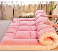Matelas futon japonais super king size - 90 x 200 cm avec surmatelas en gel mousse à mémoire de forme, matelas de sol respirant rose pour un confort ultime, idéal pour les dormeurs de lit double