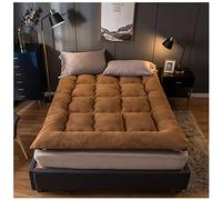 Matelas futon japonais très épais pour adultes - tapis de couchage portable enroulable et doux pour camping, canapé, lit, dortoir d'étudiant - Marron - 180 x 200 cm