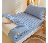 Matelas futon japonais très épais - Tapis de sol moelleux pour dortoir d'étudiant, literie léger 200,7 x 221 cm, bleu clair