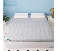 Matelas futon pliable confortable de 8 cm d'épaisseur avec bande élastique et respirant, gris, 135 x 200 cm, parfait pour la maison et les voyages