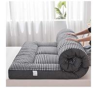 Matelas futon pliable de 7 cm d'épaisseur - Matelas de sol doux et portable japonais - Taille double/grand lit - Rangement facile - Motif écossais gris - 80 x 190 cm