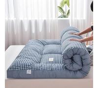 Matelas futon portable épais antidérapant et respirant Taille standard Lit de camping pliable pour lit simple/double Bleu 90 x 200 cm