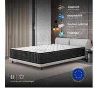 COSMOS - Matelas Gamma 140x190 - Épais 32 cm - Accueil Mousse mémoire de Forme + Blue Latex - Soutien Ferme - Réversible - Indépendance de Couchage - Durable - Hypoallergénique - Fabriqué en Europe