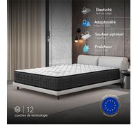 COSMOS - Matelas Gamma 140x200 - Épais 30 cm - Accueil Mousse mémoire de Forme + Blue Latex - Soutien Ferme - Réversible - Indépendance de Couchage - Durable - Hypoallergénique - Fabriqué en Europe