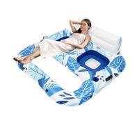 Matelas gonflable de piscine 2 places en PVC avec porte-gobelets et poignées, dossier ergonomique, 165 x 152 cm, jouet aquatique pour piscine, plage, parc aquatique