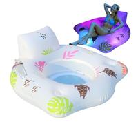 Matelas gonflable de piscine - Grande chaise longue de piscine avec 2 porte-gobelets, palme à LED, jouet aquatique gonflable confortable pour l'été | Piscine de relaxation portable pour adultes et