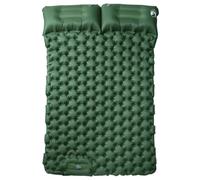 Matelas gonflable double auto-gonflant avec coussin vert, 195 x 130 x 8,5 cm, 2 personnes, imperméable et ultra léger, pliable, compact pour camping, extérieur, randonnée, trekking, voyage