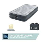 Matelas Gonflable - Intex Comfort Plush Mid-Rise -1 Personne - 99x191x33 Cm (Bxlxh) - Gris - Avec Motopompe Intégrée