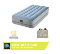 Matelas gonflable - Intex Mid-Rise Comfort -1 personne - 99x191x36 cm (BxLxH) - Bleu/Gris - Avec pompe USB FastFill