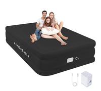 Matelas gonflable pour grand lit avec pompe intégrée, pompe électrique USB-C rechargeable, matelas ferme auto-gonflable, matelas gonflable portable pour camping, intérieur et extérieur (45,7 cm de