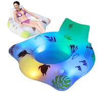 Matelas gonflable pour piscine - Flotteurs à LED pour lac et jeux de piscine, lit de piscine confortable | Lit flottant portable pour piscine avec support de dossier, 2 porte-gobelets