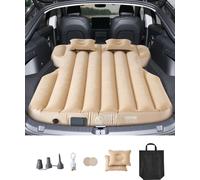 VEVOR Matelas Gonflable pour Voiture, lit Gonflable Camping épais et floqué, Matelas de Couchage Voyage Portable et Durable avec Pompe intégrée, 2 oreillers, pour Tesla Model Y (2020-2024), Beige