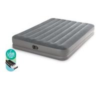 Intex Pools Matelas gonflable Mid Rise Flex-Pump 64114 – 2 places, pompe électrique USB, gris