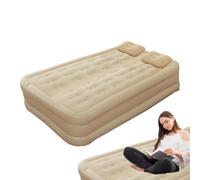 Matelas Gonflable Twin Avec Pompe Intégrée Matelas De Sol Pneumatique | Lit Gonflable Avec Pompe Intégrée Gonflage Pliable Automatique Maison Salon Chambre D'Camping Tente En Ex Double couche beige