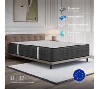 Matelas haut de gamme EQUINOX 140x200 cm - 32 cm - Mousse mémoire de forme HR 35 kg et Blue latex - 7 zones - Confort très ferme