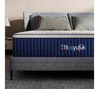 Matelas hybride bleu de 30,5 cm pour très grand lit, avec ressorts ensachés individuels pour une isolation des mouvements et un sommeil silencieux, sensation de fermeté moyenne, soutien amélioré des