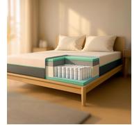 Matelas 140x200 cm à Ressorts Ensachés & Mémoire de Forme | Hauteur 25 cm | Hypoallergénique & Respirant | Déhoussable |