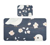 Matelas imperméable rafraîchissant pour bébé avec motif oiseau mignon bleu marine 71,1 x 132,1 cm avec coussinets ultra doux lavables pour enfants, adultes