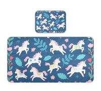Matelas imperméable rafraîchissant pour bébé - Motif licornes arc-en-ciel - Bleu marine - 71,1 x 132,1 cm - Pour enfants et tout-petits