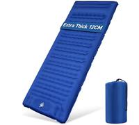 Matelas isolant auto-gonflant de 12 cm - Ultra léger - Avec coussin de camping - Portable et compact - Pour le camping, la randonnée, la randonnée et la randonnée (bleu marine)
