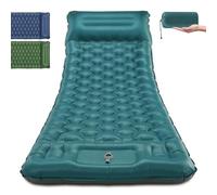Matelas isolant de camping - 83 cm - Extra large - Avec pompe à pied intégrée et coussin ergonomique - 12 cm d'épaisseur - Ultra léger et étanche - Pour l'extérieur, la randonnée et la plage (vert