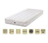 Matelas latex 70% naturel 160x190 x 21 cm souple + oreiller visco - déhoussable housse lavable - 7 zones de confort - ame poli lattex 33 kg/m3 - hypo