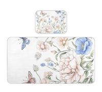 Matelas lavable rafraîchissant pour bébé avec fleurs de pivoine et papillons bleu rose, 71,1 x 132,1 cm, coussinets ultra doux pour lits pour enfants, adultes