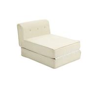 HOMCOM Fauteuil Convertible 1 Place Fauteuil Paresseux chauffeuse 1 Place - Dossier capitonné, Matelas Pliable - pour invités, Salon, Charge 240 kg, Velours côtelé crème