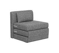 HomCom Fauteuil convertible – coussin inclus, matelas tri-dépliant, charge 240 kg, tissu lin gris