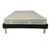 Matelas Mina+Sommier Gregory Noir 160x200x19,5cm-2 Faces : Souple et Très ferme-Tissu a l'Aloe Vera