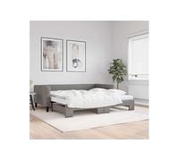 vidaXL Lit de jour extensible avec matelas gris foncé 100x200 cm Tissu