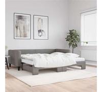 vidaXL Lit de jour avec gigogne et matelas gris foncé 100x200 cm tissu