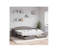 vidaXL Lit de jour avec gigogne et tiroirs Taupe 80x200 cm Tissu multicolore