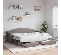 Vidaxl Lit De Jour Avec Gigogne Et Tiroirs Taupe 80x200 Cm Tissu Multicolore