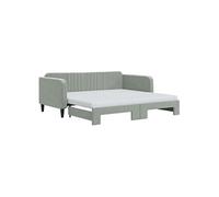 vidaXL Lit de jour avec gigogne et matelas gris clair 90x190cm velours Multicolore