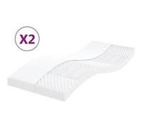 vidaXL Matelas en mousse 2 pcs 90x190 cm 7 zones Dureté 20 ILD Blanc