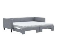 Slaapbank onderschuifbed en matrassen 90x190 cm stof lichtgrijs3196606