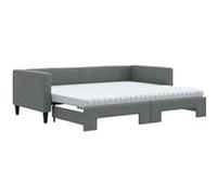 Vidaxl Lit De Jour Avec Gigogne Et Matelas Gris Foncé 90x200 Cm Tissu Multicolore