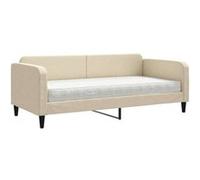 Vidaxl Lit De Jour Avec Matelas Crème 90x200 Cm Tissu