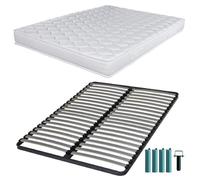 Matelas Mousse + Sommier C220 160x200 Montana - Hauteur 18 Cm - Soutien Équilibré