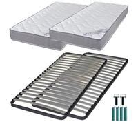 Matelas mousse + Sommier métal C220 2x90x200 Wave - Hauteur 19 cm - Soutien ferme