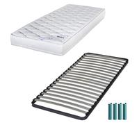 Matelas Mousse + Sommier Métal C220 90x190 Marly - Hauteur 15 Cm - Soutien Ferme