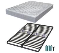 Matelas Mousse + Sommier Métal C223 140x190 Madere - Hauteur 24 Cm - Soutien Ferme