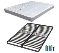 Matelas mousse + Sommier métal C223 140x190 Morgan - Hauteur 17 cm - Soutien ferme